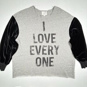 CINQ A SEPT Women XS-2XL* Velvet Sweatshirt Silk Bld Oversized "I Love Everyone"